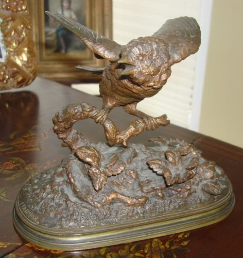 circa 1865 rare bronze model entitled sparrow on branch marked fferdinand pautrot well known french sculptor