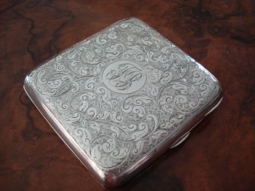 birmingham 1887 victorian large heavy silver cigarette case by famed maker george unite