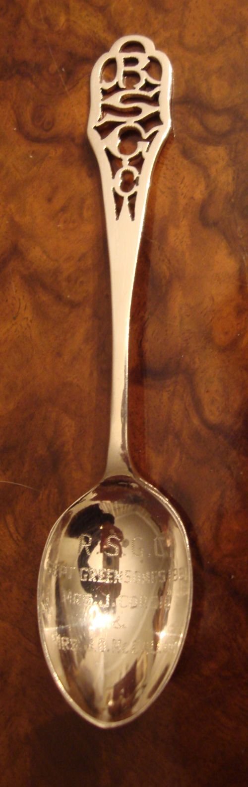 unusual solid silver golf spoon hallmarked sheffield 1960 with pierced stem