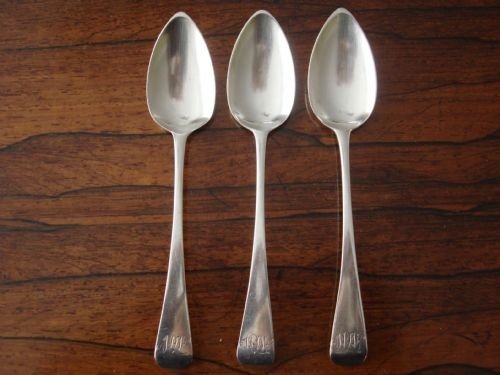london 1815 georgian solid silver set of 3 matching teaspoons by john lias ii