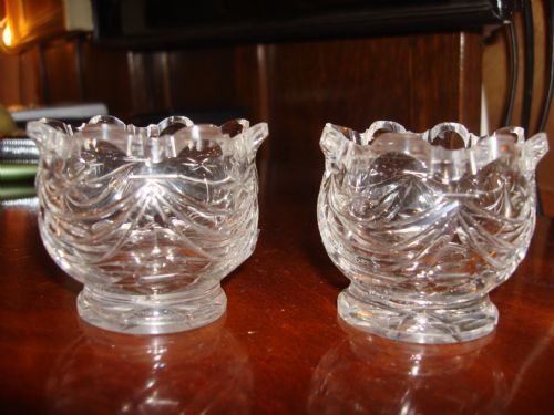 19th century georgian pair of cut glass salts with draped swag design